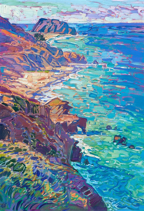 Point Sur painting by modern expressionist landscape painter Erin Hanson, painting of California&amp;amp;amp;amp;#39;s Highway 1