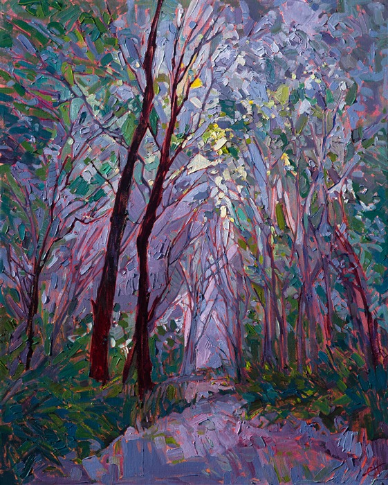 Purple Mist, original oil painting by modern expressionism painter Erin Hanson