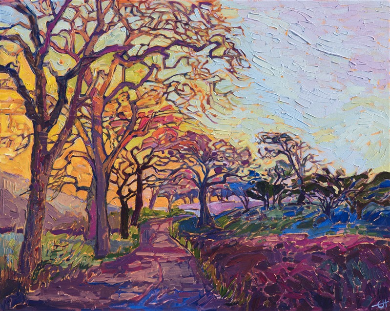 Rainbow Oaks, original oil painting by Wine Country impressionist Erin Hanson.