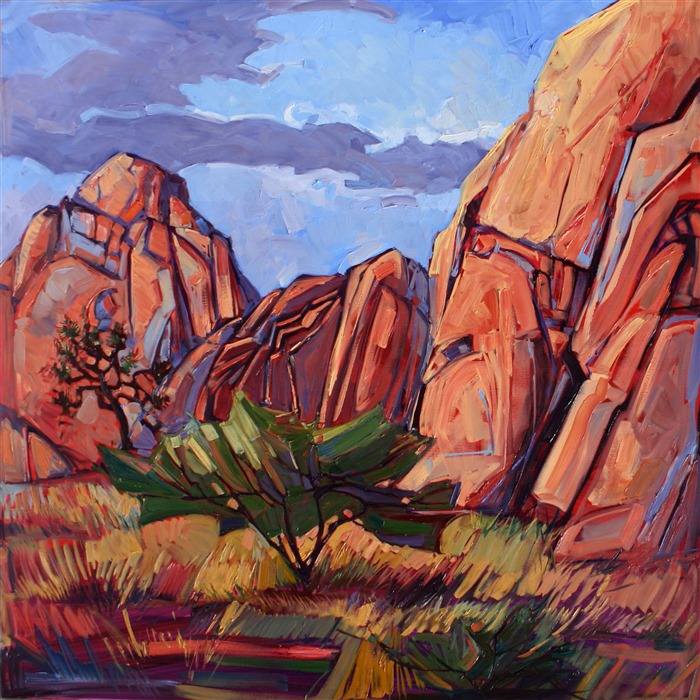 Joshua Tree boulders, original oil painting by Erin Hanson