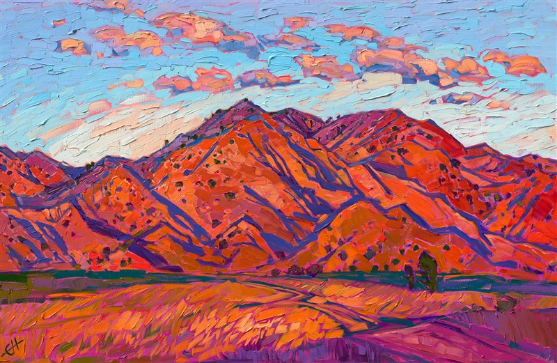 Southern California landscape painting in bold colors by modern impressionism expressionist painter Erin Hanson