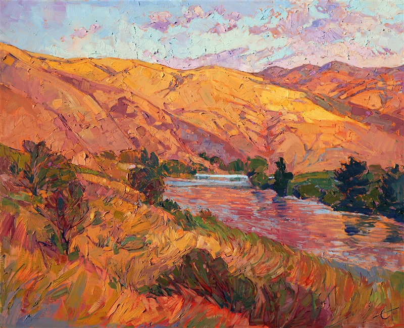 Idyllic countryside oil painting landscape for sale by Erin Hanson