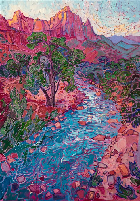 Zion National Park museum art exhibition - original oil painting for sale by Erin Hanson