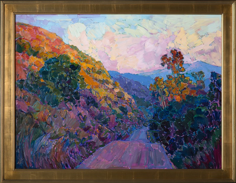 Original oil painting by Erin Hanson depicts the rolling hills inland of the Monterey Pennisula.