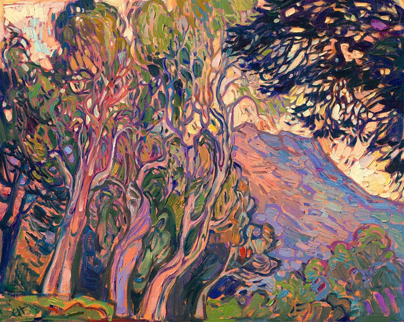 Classic impressionism painting of Santa Barbara in the Early California style, by Erin Hanson.