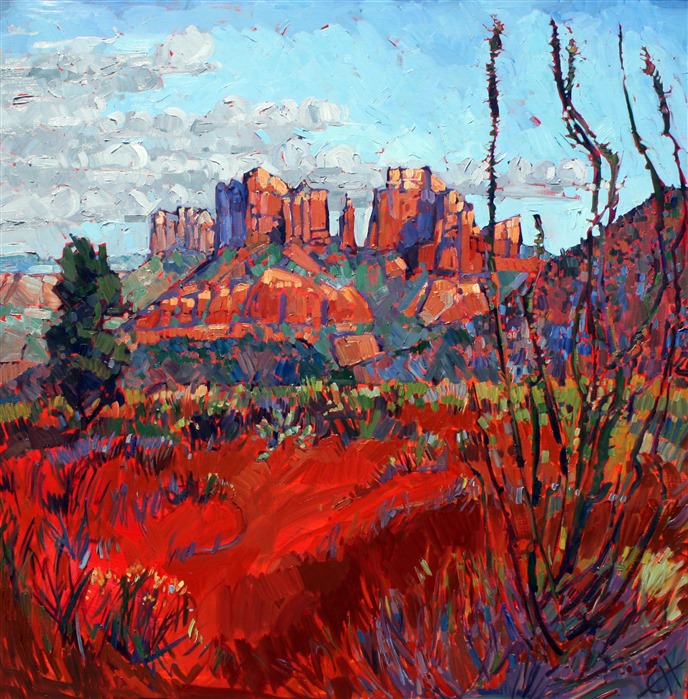 Sedona red rock oil painting by Erin Hanson