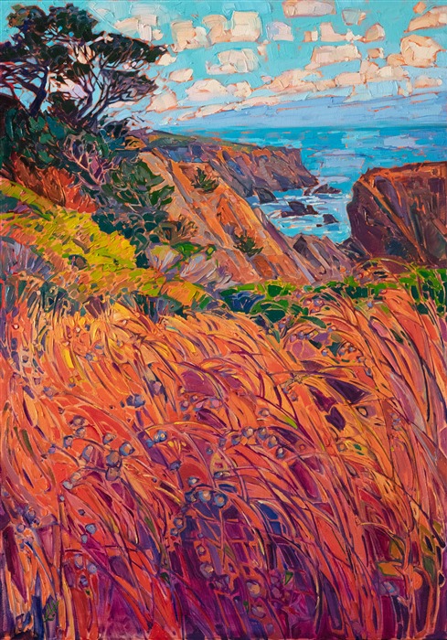 Mendocino California coastal artwork original oil painting for sale by modern impressionist Erin Hanson.