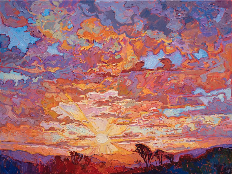 San Diego sunset oil painting by open impressionism painter Erin Hanson.