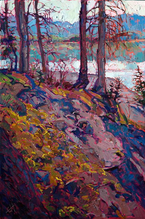 Sierras backpacking inspired oil painting by impressionist artist Erin Hanson