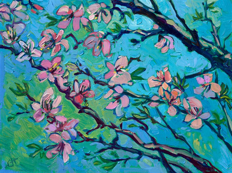 Japanese sakura art cherry blossom painting by Erin Hansno