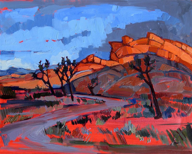 Joshua Tree storm colors, oil painting by Erin Hanson 