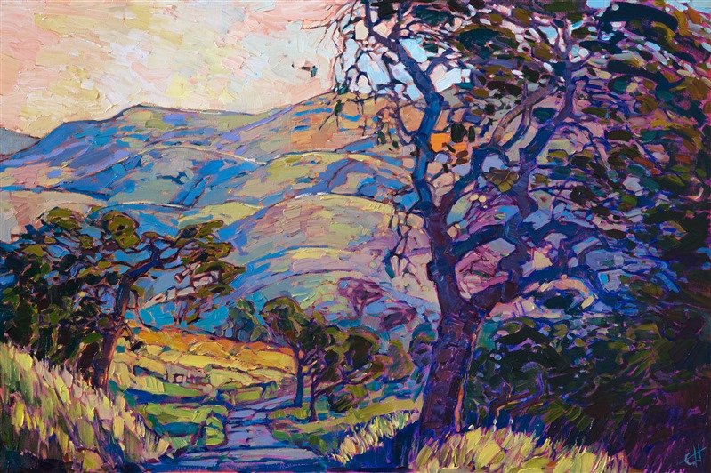 Mariposa wine country oil painting by modern impressionist artist Erin Hanson