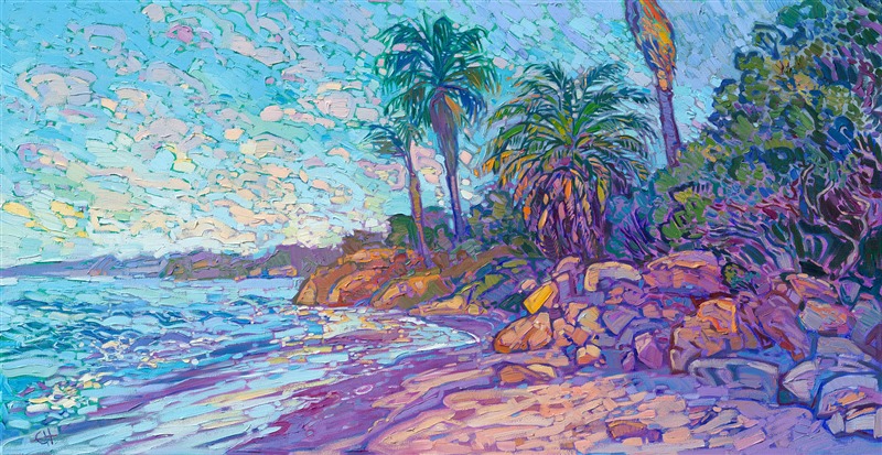 Painting of Montecito, Summerland beach oil painting for sale by California impressionist Erin Hanson