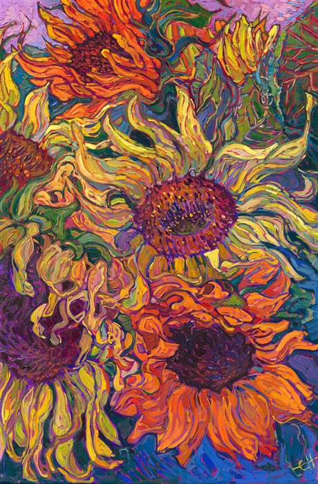 Impressionism sunflower painting for sale by modern impressionist Erin Hanson