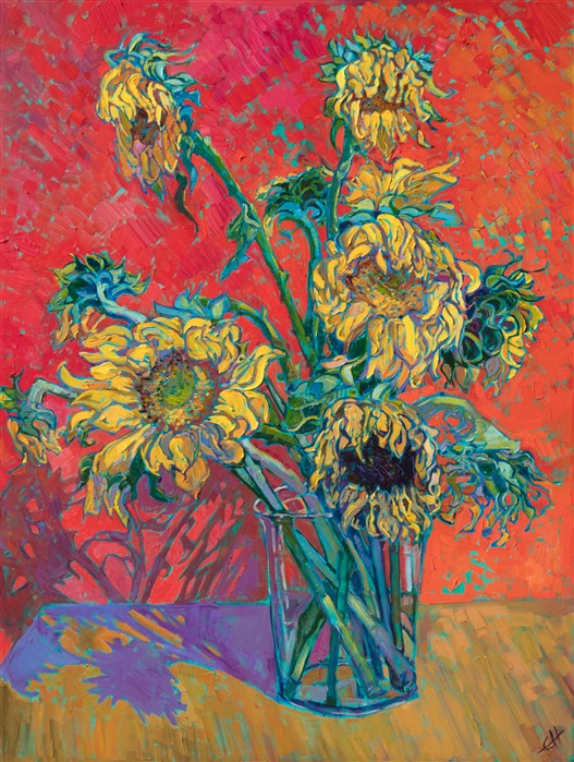 Sunflowers oil painting by modern impressionism painter Erin Hanson