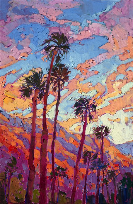 Palm Springs sunset landscape oil painting by Erin Hanson