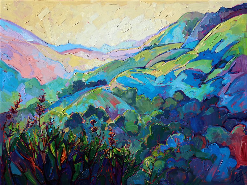 Paso Robles rolling hills landscapes in oil by Erin Hanson