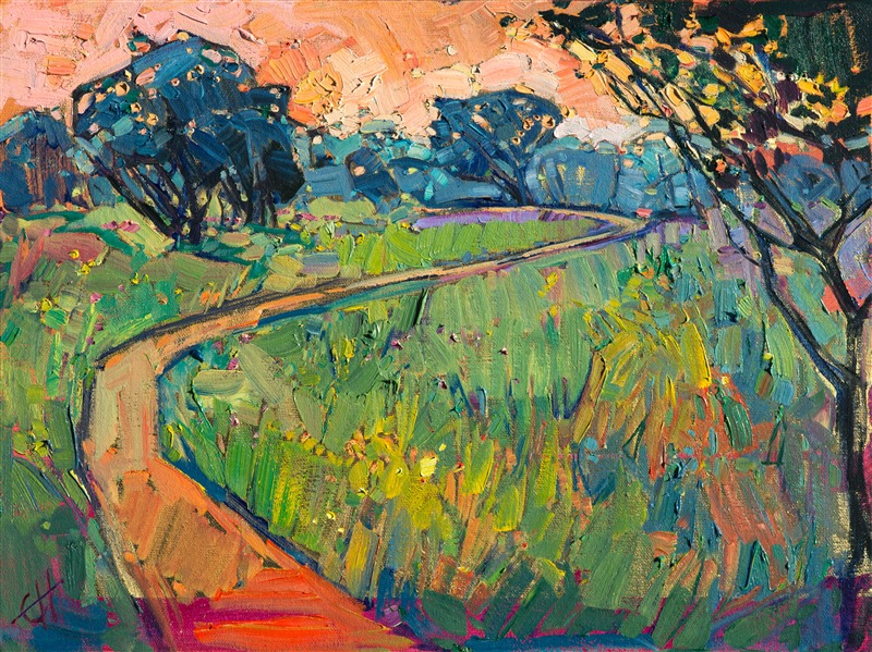 24 Karat gold painting with original oil, by modern painter Erin Hanson