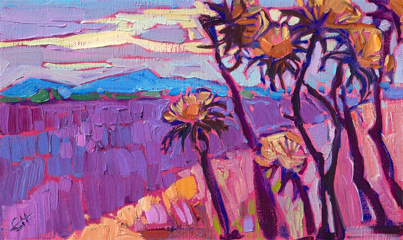 Small work of Valensole lavender fields in France, by Erin Hanson