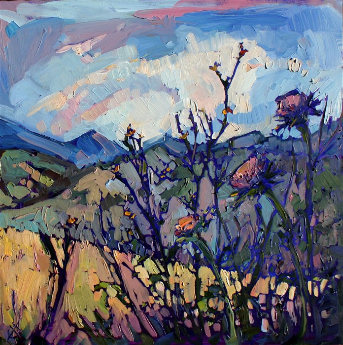Thistle oil painting study by Erin Hanson