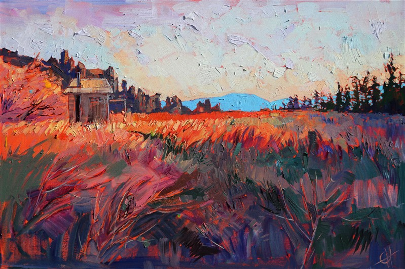 Trail&amp;#39;s End, backpacking-inspired oil painting of the eastern Sierras, by Erin Hanson