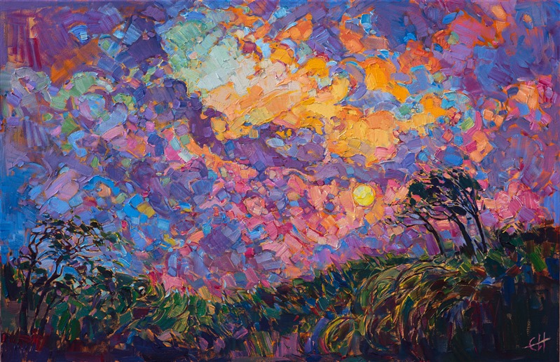 Contemporary impressionism landscape oil painting by Erin Hanson.