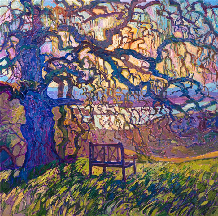 Paso Robles view over Lake Nacimiento, original oil painting commissioned work by Erin Hanson