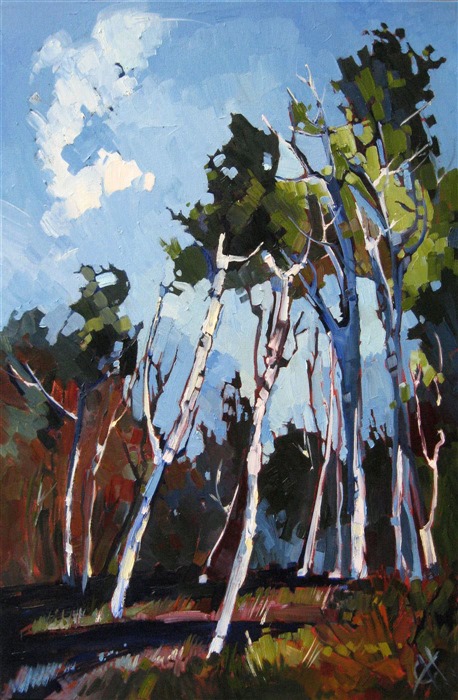 Utah Birches, original oil painting by Erin Hanson