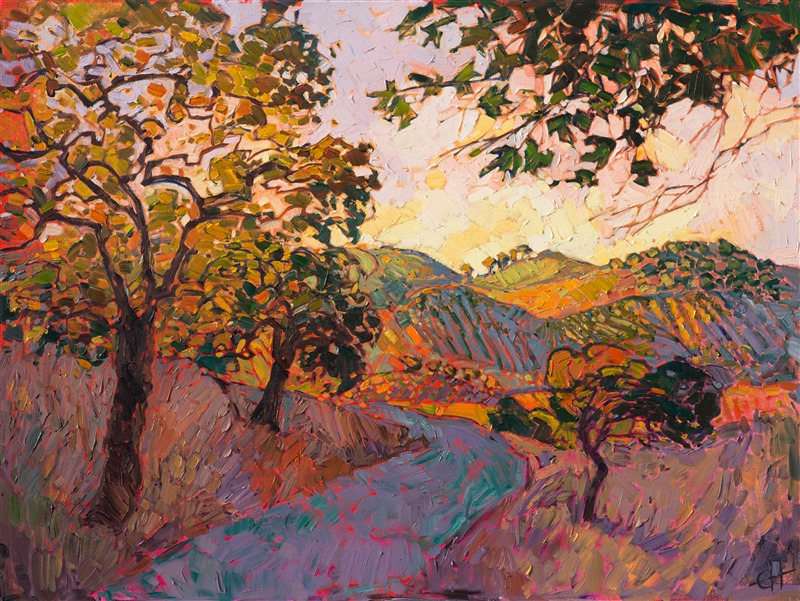 Vineyard Way, original oil painting of Paso Robles, by California Impressionist Erin Hanson