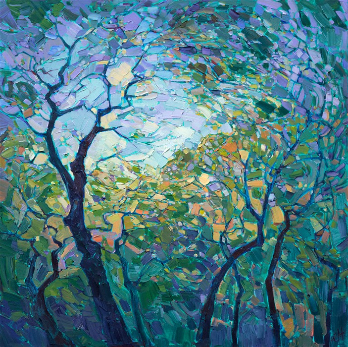 Contemporary expressionist landscape painting of Paso Robles wine country, by Erin Hanson.