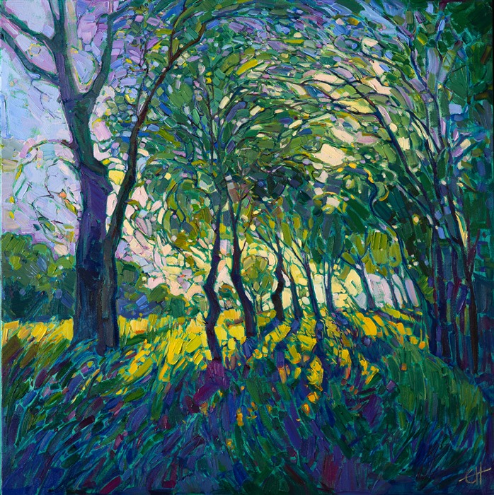 A contemporary expressionist landscape oil painting by modern artist Erin Hanson.