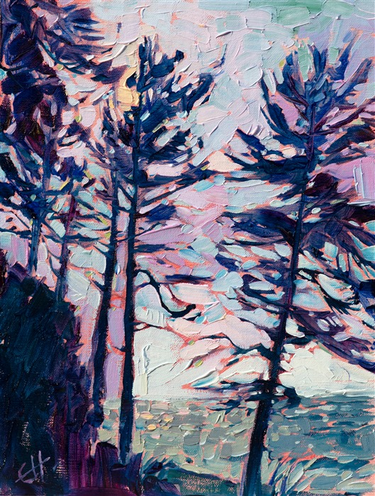 Washington coast contemporary impressionism oil painting of Dungeness Bay, by Erin Hanson