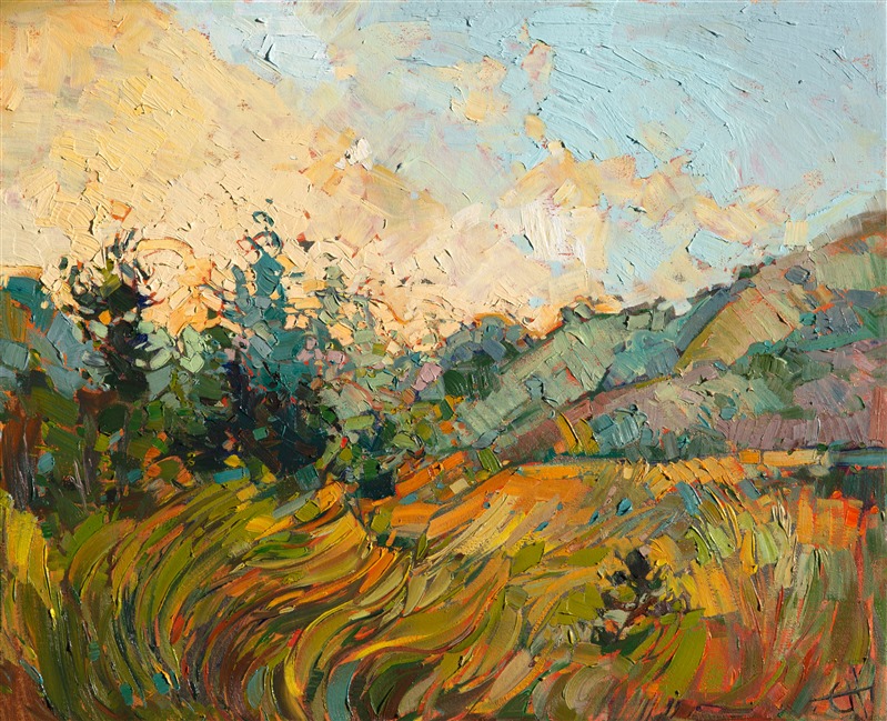 Waves of Gold, original oil painting by modern expressionist artist Erin Hanson