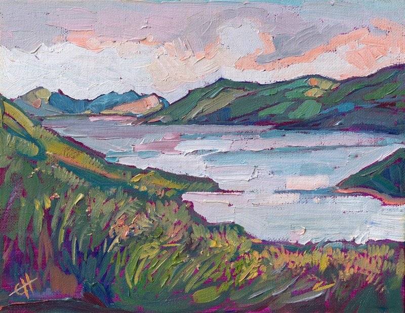 Painting of Whale Rock Reservoir near Cambria, California.