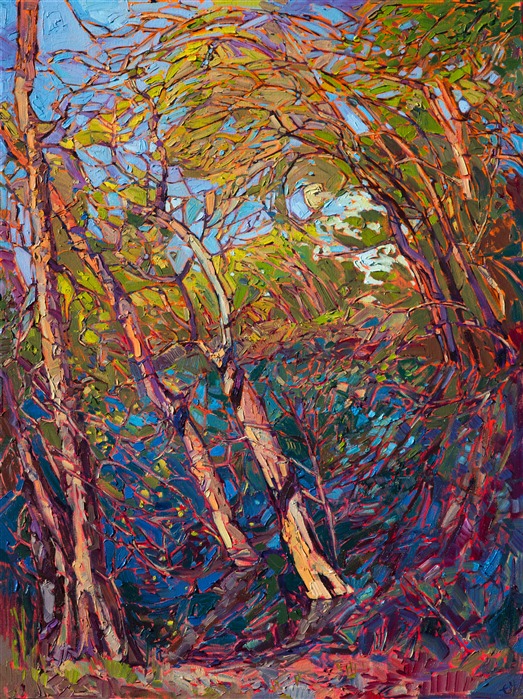 Erin Hanson creates vivid landscape oil paintings with a mosaic stained glass painting style