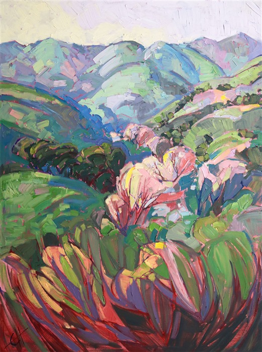 Paso Robles oaks in the hills landscape painting by Erin Hanson