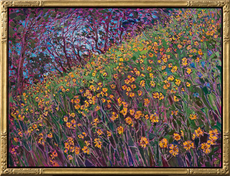 Floral impressionism oil painting done in a modern style by Erin Hanson.