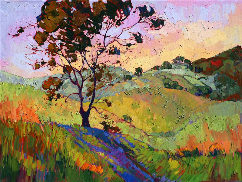 Rolling hills of Paso Robles landscape oil painting, by Erin Hanson