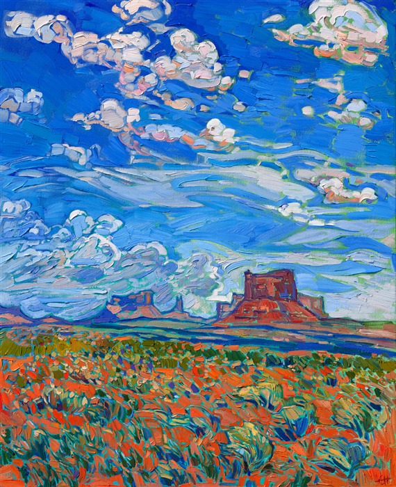 Impressionism painting of Utah Four Corners, original oil painting and 3D Replicas available from The Erin Hanson Art Gallery.