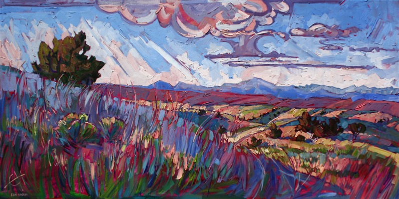 Arizona high desert oil painting by modern expressionism painter Erin Hanson