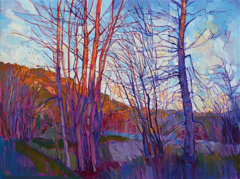 Montana winter painting by Erin Hanson