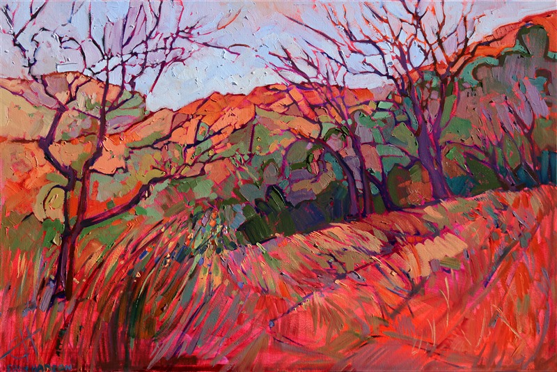 Abstract impressionism landscape painting of Zion National Park, by Erin Hanson