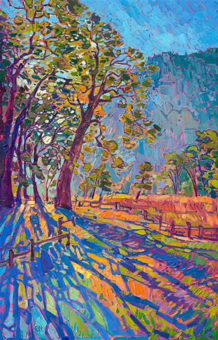 Zion cottonwood landscape painting by American impressionist and alchemist of color, Erin Hanson