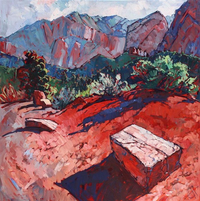 Kolob Canyon Zion landscape oil painting by Erin Hanson