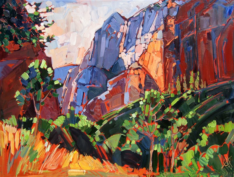 Zion Summer at Kolob Canyon, oil painting by Erin Hanson