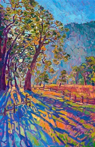 Zion cottonwood landscape painting by American impressionist and alchemist of color, Erin Hanson Painting Zion Radiance