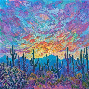 Painting Saguaro at Sunset