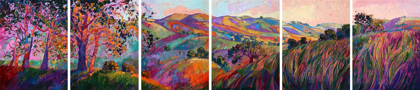 Painting Sherbet Hills in Hexaptych