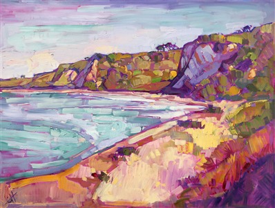 Coastal painting by impressionist painter Erin Hanson Painting Around the Coast