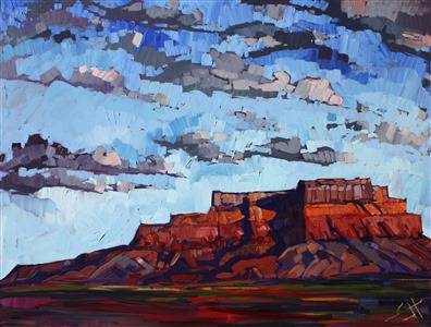Mexican Hat, dramatic desertscape oil painting landscape by Erin Hanson Painting Mexican Hat